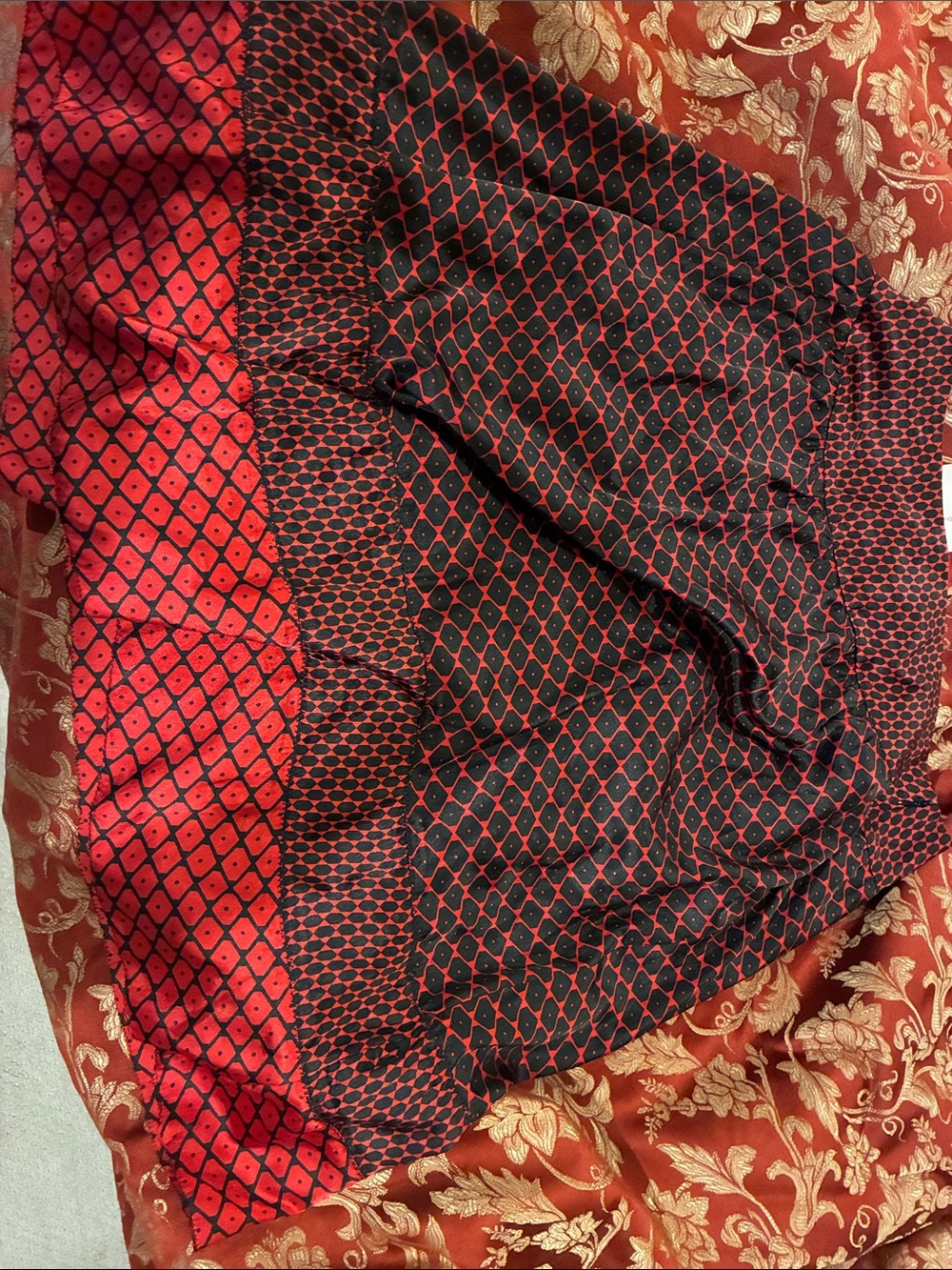 Sears Black and Red Patterned Circle Skirt